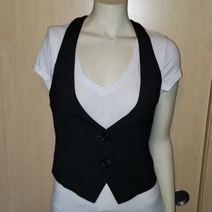 Express women's black racerback pinstriped vest